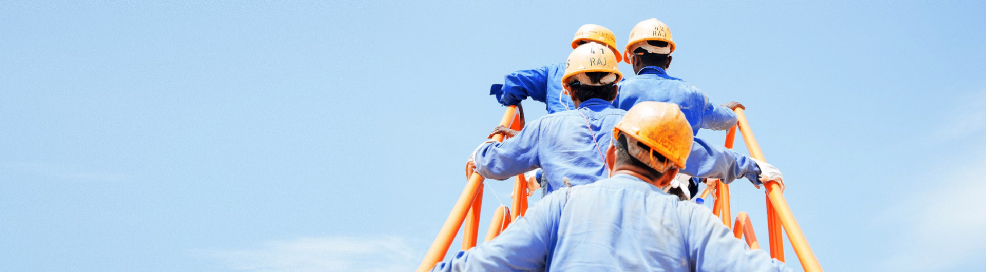 workers climbing a ladder - mersen banner